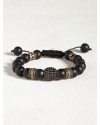 John Varvatos | Black Agate & Oxidized Bronze Bracelet for Men | Lyst