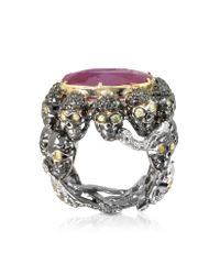 Bernard Delettrez - Purple Skulls and Snakes Black Ring Wglasstreated Ruby - Lyst