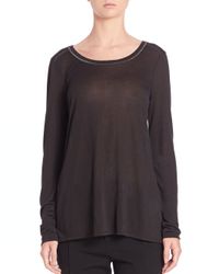 Vince | Black Long-sleeve Mouline Tee | Lyst