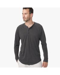 James Perse Gray Linen Cotton Raglan Henley for men