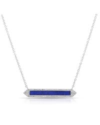 Anne Sisteron - Blue 14kt Yellow Gold Lapis Diamond Bar Necklace - Lyst