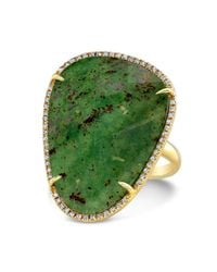 Anne Sisteron | Green 14kt Yellow Gold Blood Stone Diamond Organic Shape Cocktail Ring | Lyst