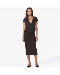 James Perse Black High Gauge Shirred Dress