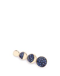 Pamela Love | Blue 'moon Phase' Sapphire 18k Yellow Gold Single Climber Earring | Lyst