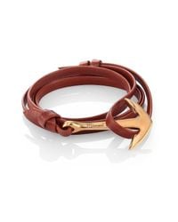 Miansai | Brown Anchor Leather Bracelet/matte Goldtone for Men | Lyst