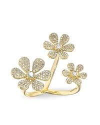 Anne Sisteron | Metallic 14kt Yellow Gold Diamond Floating Triple Daisy Flower Ring | Lyst