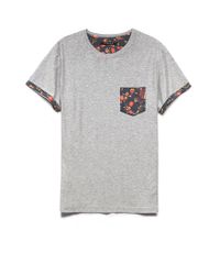 Floral Pocket Tee in Heather Grey (Grey 