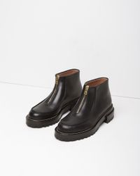zip front leather boots