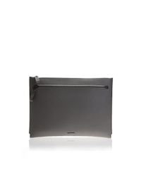 Lanvin - Gray Dark Grey Medium Leather Pouch for Men - Lyst