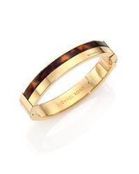 Michael Kors | Brown Heritage Maritime Tortoise-print Blocked Bangle Bracelet | Lyst