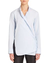 Helmut Lang | Blue Overlap Poplin Shirt | Lyst