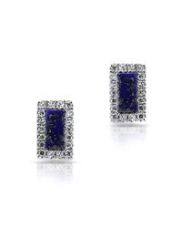 Anne Sisteron - Blue 14kt White Gold Lapis Diamond Bar Stud Earrings - Lyst