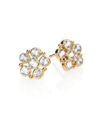 Temple St. Clair | Metallic Classic White Sapphire & 18k Yellow Gold Flower Earrings | Lyst