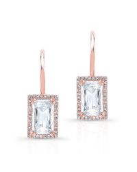 Anne Sisteron - Metallic 14kt Rose Gold Rectangle White Topaz Diamond Earrings - Lyst