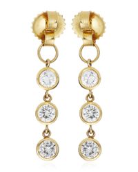 Janis Savitt | Metallic Triple Diamond Hoop Earrings | Lyst