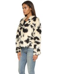 Tibi White Cozy Jacket - Ivory/black Multi