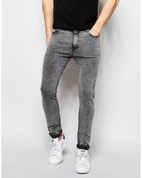 Pull&Bear Denim Super Skinny Jeans In Acid Wash in Grey (Black) for Men -  Lyst