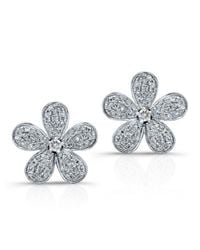 Anne Sisteron - 14kt White Gold Diamond Flower Earrings - Lyst