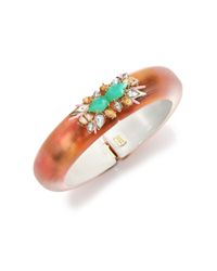 Alexis Bittar | Orange Desert Jasmine Lucite, Chalcedony, Jasper & Crystal Pastel Punk Cluster Bangle Bracelet | Lyst