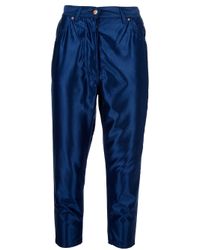 Jean paul gaultier Cropped Trouser in Blue | Lyst