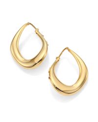 Roberto Coin | Metallic 18k Yellow Gold Twisted Oval Hoop Earrings/1.5 | Lyst