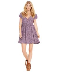 Denim Supply Ralph Lauren Floral Print Button Front Dress In Purple Lyst