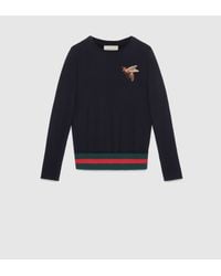 Person med ansvar for sportsspil Sandsynligvis forsvar Gucci Cotton Sweater With Bee Appliqué in Black for Men - Lyst