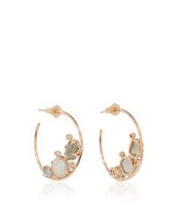 Jacquie Aiche | Multicolor Grey Moonstone, Labradorite And Diamond Bezel Pair Of Mini Hoops | Lyst