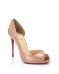 Christian Louboutin | Beige Demi You Patent Leather Peep-toe Pumps | Lyst