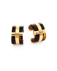Tory Burch | Metallic Wyatt Tortoiseprint Huggie Hoop Earrings1 | Lyst
