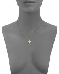 Jude Frances | Metallic Classic Diamond 18k Yellow Gold Tiny Guinevere Cross Pendant Necklace | Lyst