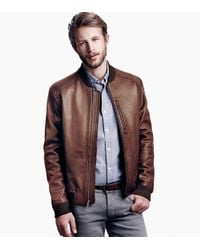 cole haan leather bomber jacket