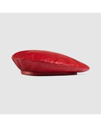 leather beret gucci