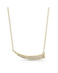 Anne Sisteron - 14kt Yellow Gold Diamond Sideways Horn Necklace - Lyst