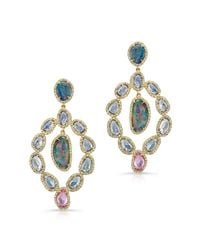Anne Sisteron - Multicolor 14kt Yellow Gold Opal Sapphire Earrings - Lyst