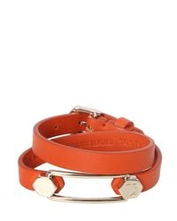 Tod's | Orange Wrap Around Leather Bracelet With Pin | Lyst