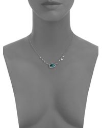 Meira T | Metallic Emerald Diamond 14k White Gold Pendant Necklace | Lyst