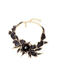 Oscar de la Renta | Metallic Orchid Enamel Necklace With Swarovski Crystals | Lyst