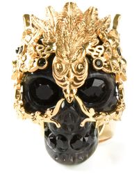 Alexander McQueen | Metallic Cherry Blossom Swarovski-Crystal Ring | Lyst