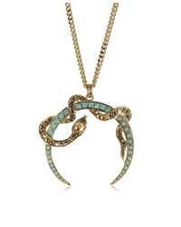 Roberto Cavalli - Multicolor Serpent Luxe Golden Pendant Necklace W/crystals - Lyst