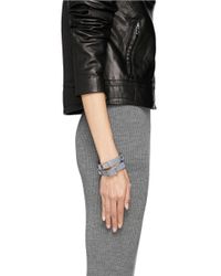 Valentino | Blue 'rockstud' Double Wrap Leather Bracelet | Lyst
