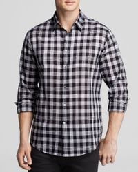 John Varvatos | Black Check Roll-tab Woven Shirt for Men | Lyst