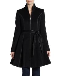 Dawn Levy Belted Wool Swing Coat in Black | Lyst