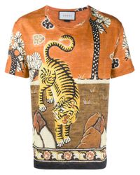 gucci tiger shirt linen jersey orange modesens