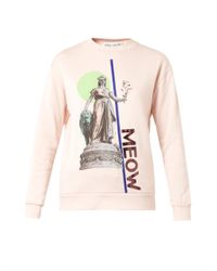 Être Cécile Pink X Laura Brown Meow-Print Sweatshirt