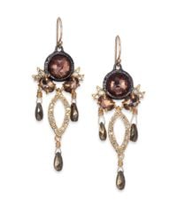 Alexis Bittar | Metallic Elements Muse D'Ore Pyrite & Crystal Two-Tone Chandelier Earrings | Lyst