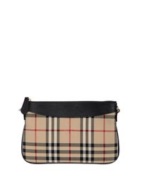 Burberry | Black Peyton Nylon Check & Leather Clutch | Lyst