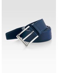 Prada | Blue Etched Saffiano Leather Belt for Men | Lyst