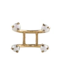 Aesa - Metallic Pearl Double Ring - Lyst
