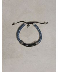 John Varvatos | Braided Blue & Black Leather Bracelet for Men | Lyst